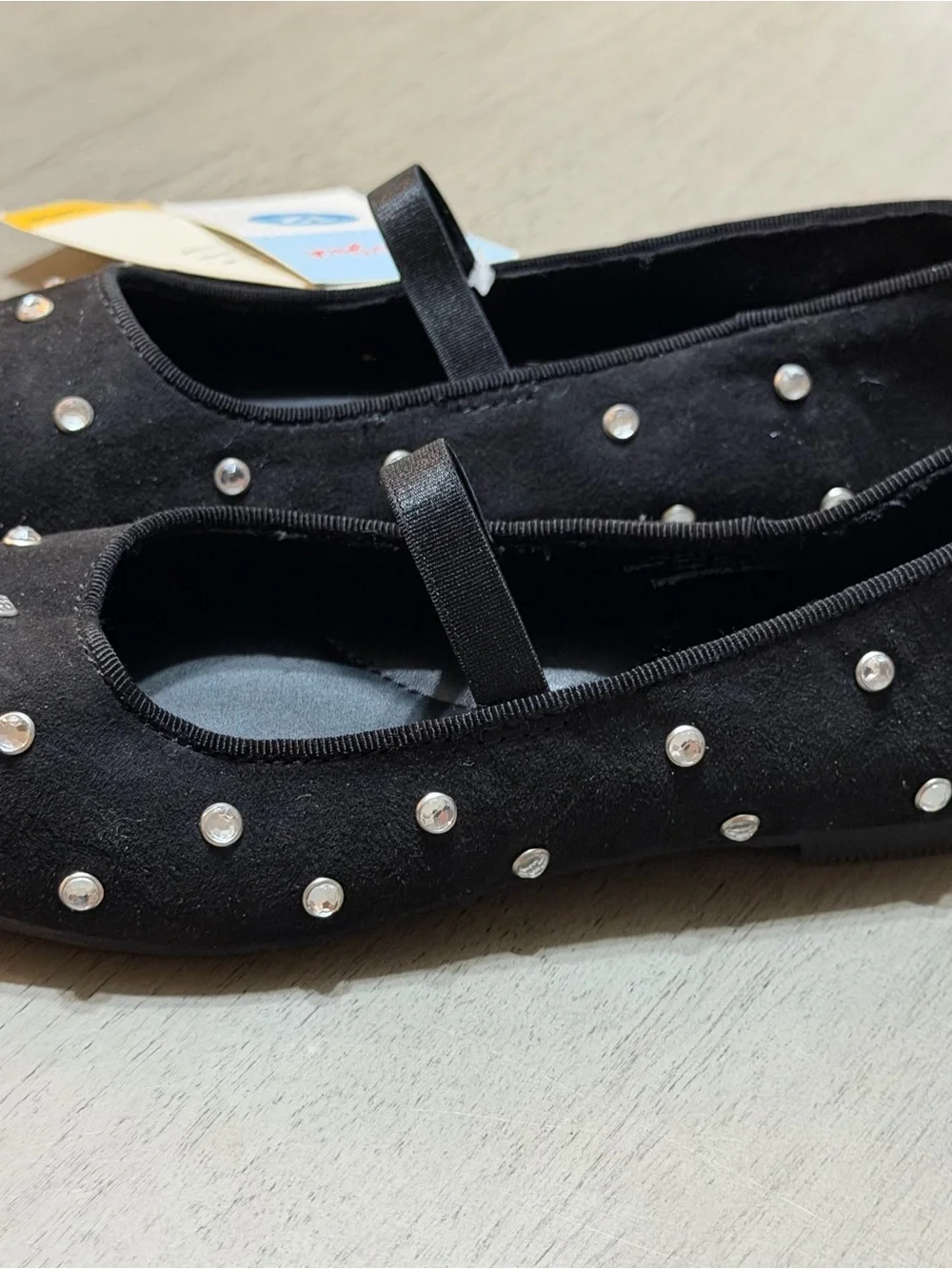 Cat & Jack Black Mary Jane Flats with Studded Rhinestones 12 Toddler